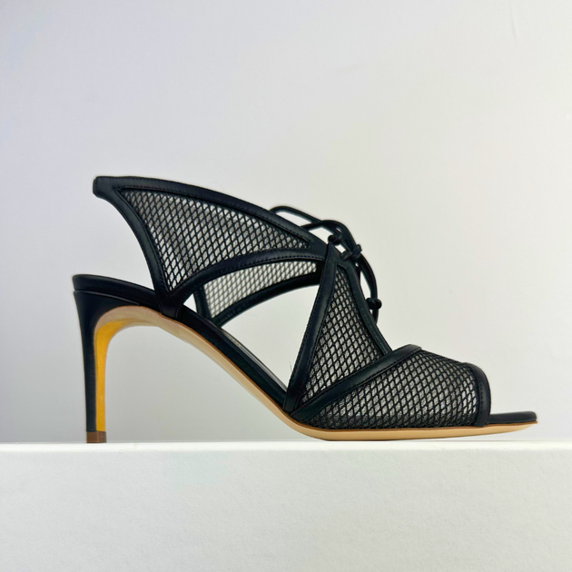 Sandales à Talons Rupert Sanderson – Cuir Et Mesh Noir, Taille UK6/EU39, Neuves Avec étiquettes