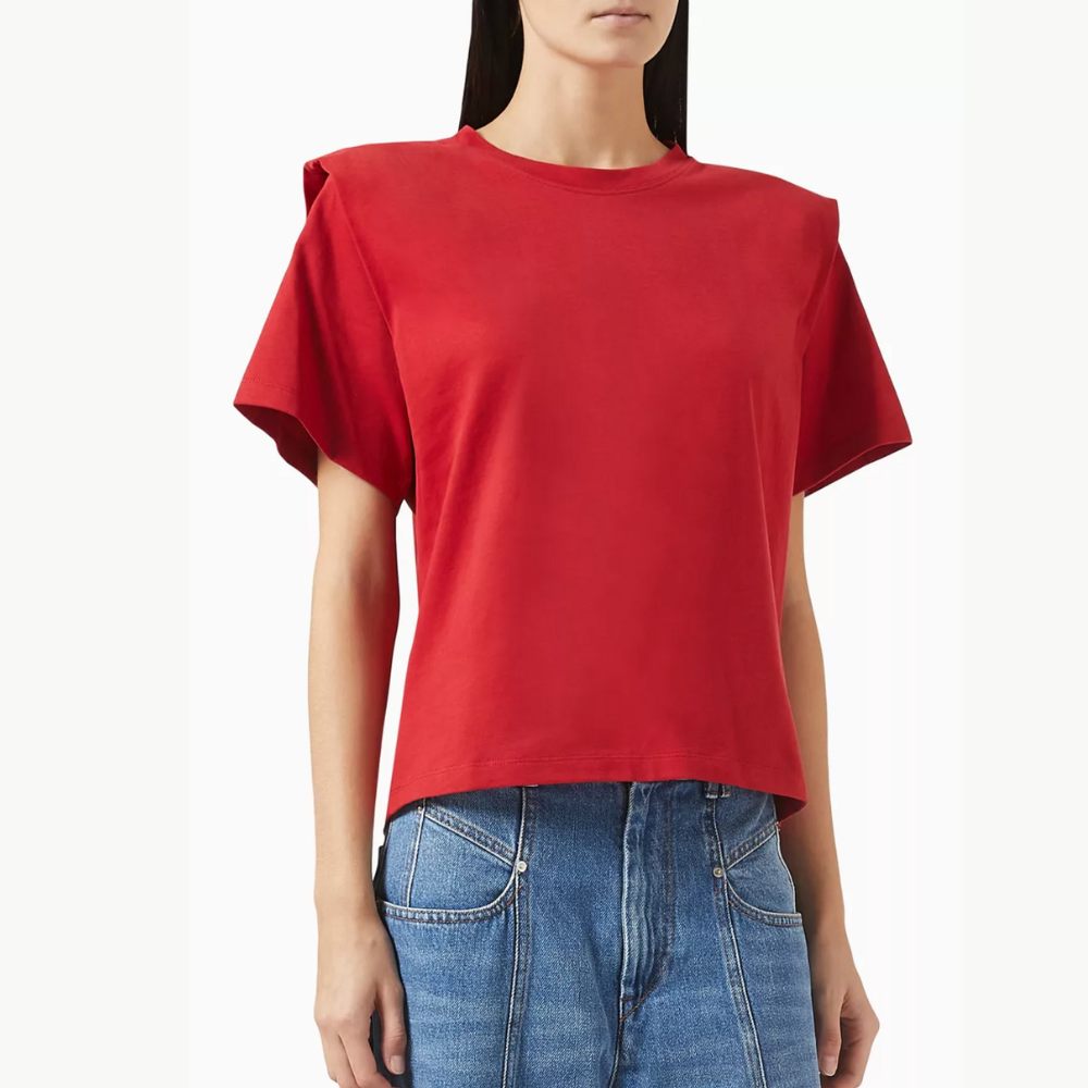 【送料&関税込】Isabel Marant Zelitos T-shirt In Red Cotton Isabel Marant Zelitos T-Shirt in Red | Lyst