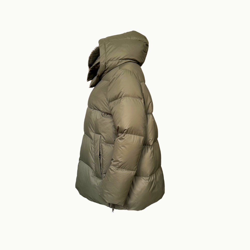 Yves Salomon A-line Down Coat - Herbal Tea – costume